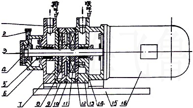 2SK-0.4、2SK-0.8兩級(jí)水環(huán)真空泵結(jié)構(gòu)圖